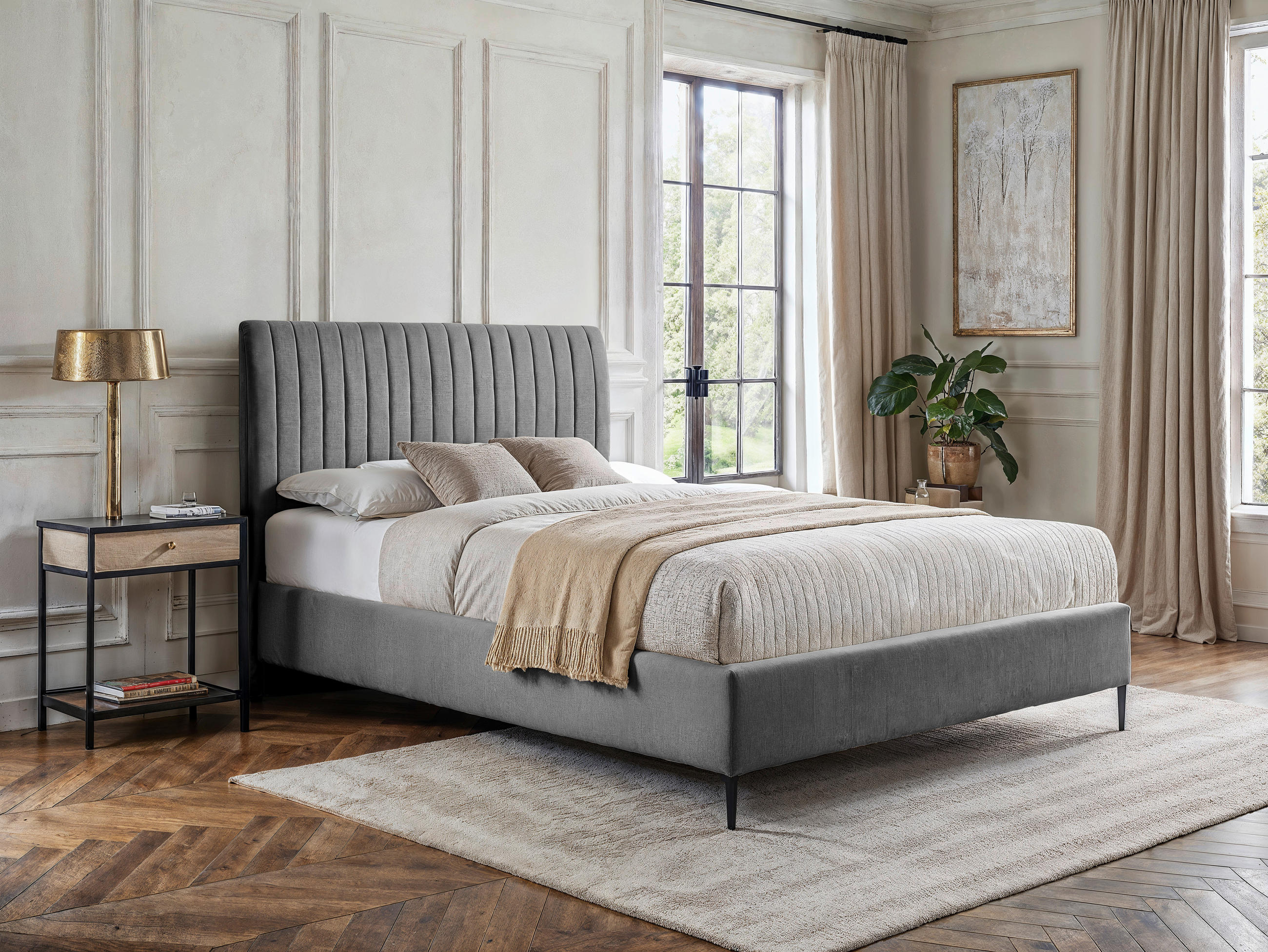 POSTEL BOXSPRING, 140/200 cm, šedá - šedá/černá, Moderní, kov/kompozitní dřevo (140/200cm) - MID.YOU