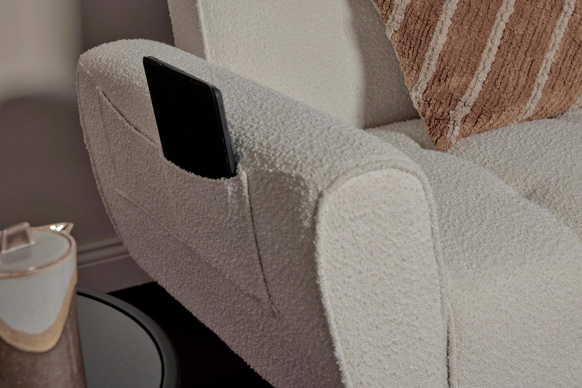 SCHLAFSOFA Bouclé Weiß  - Weiß, MODERN, Holz/Textil (213/83/153/173cm) - MID.YOU