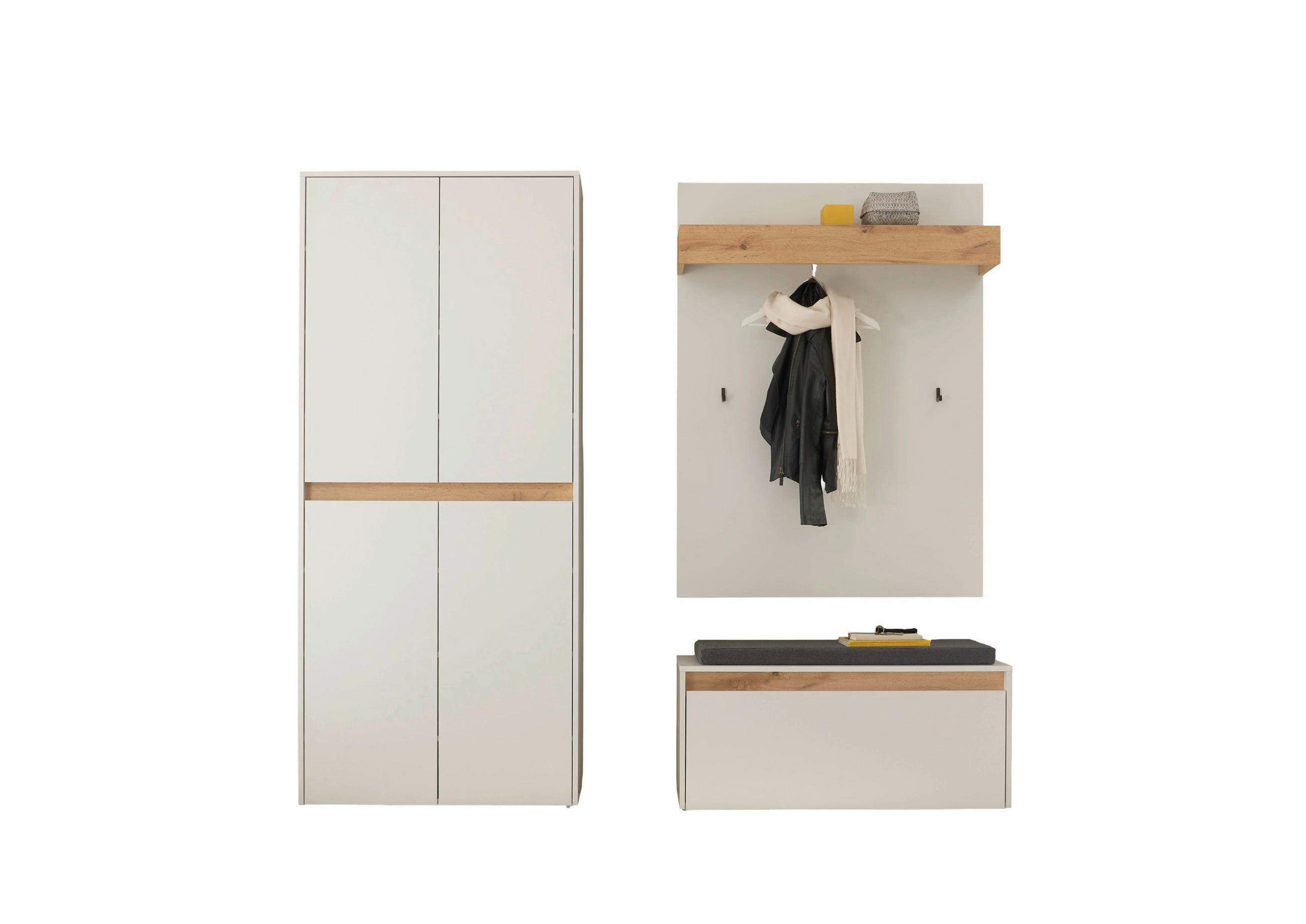GARDEROBE 4-teilig  in 185/200/40 cm  - Eiche Wotan/Weiß, Design, Holzwerkstoff/Textil (185/200/40cm) - Modante