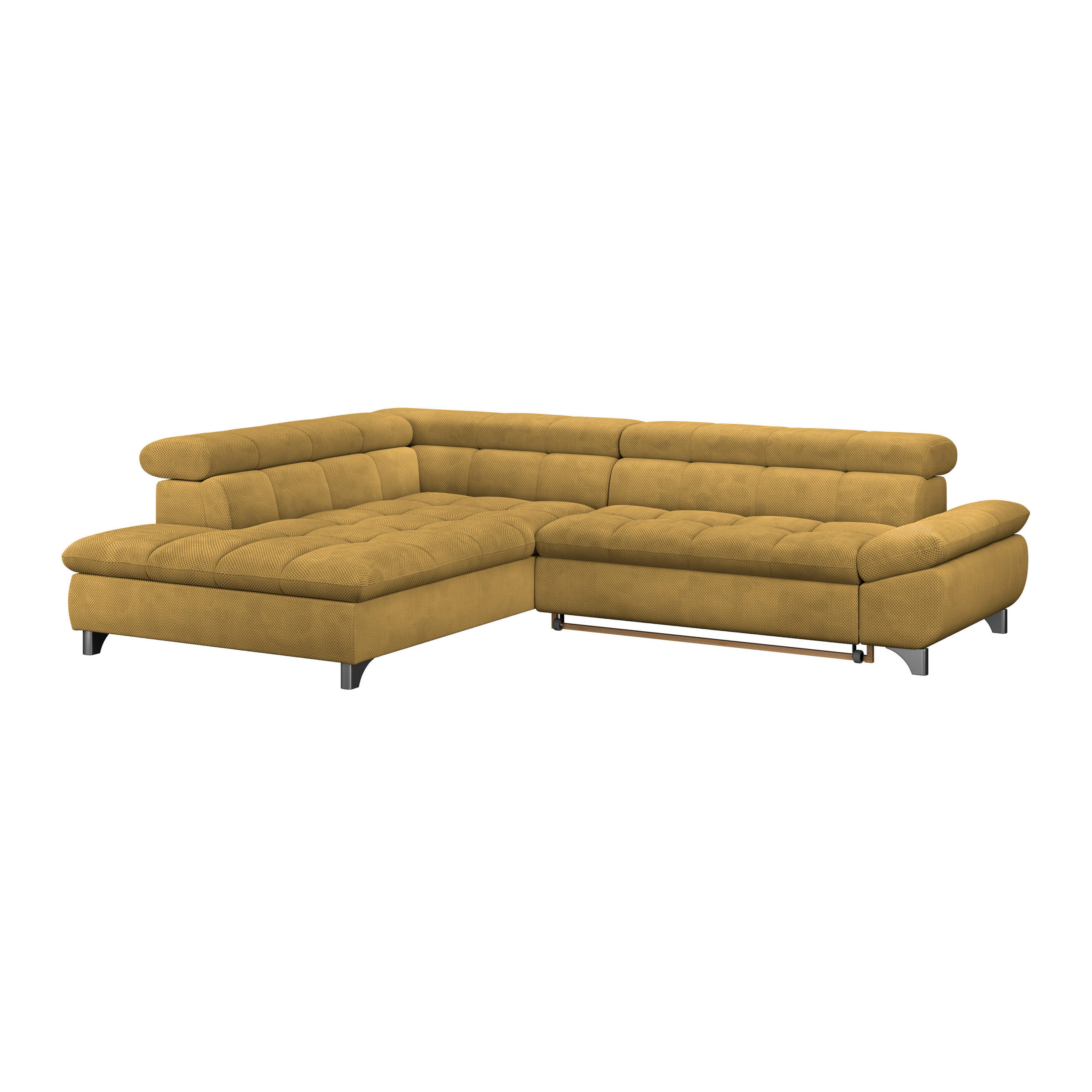 ECKSOFA Senfgelb Chenille  - Chromfarben/Senfgelb, KONVENTIONELL, Textil/Metall (234/312cm) - Livetastic