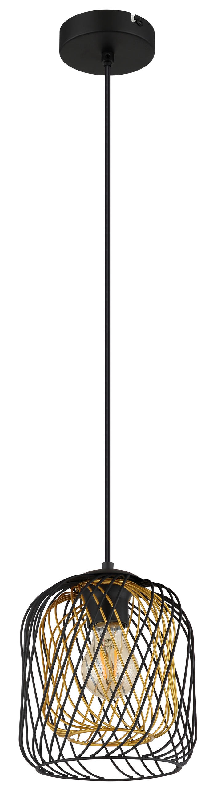 HÄNGLAMPA DICHTI 18/150 cm  - svart/guldfärgad, Basics, metall/plast (18/150cm) - Globo