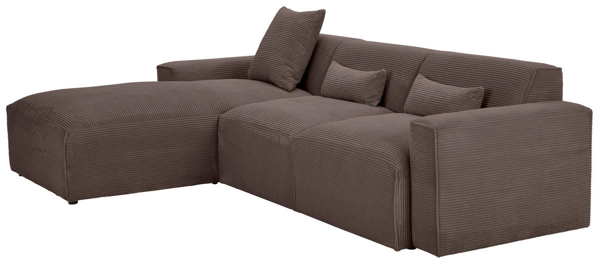 ECKSOFA Mokka Cord  - Schwarz/Mokka, Design, Kunststoff/Textil (196/303cm) - Livetastic