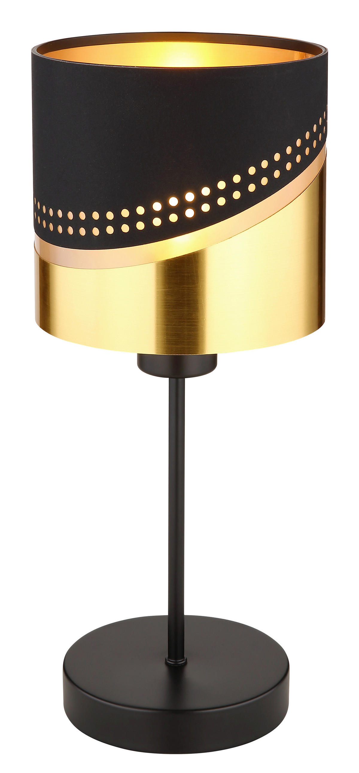 TISCHLEUCHTE - Goldfarben/Schwarz, Konventionell, Kunststoff/Textil (16/38cm) - Globo
