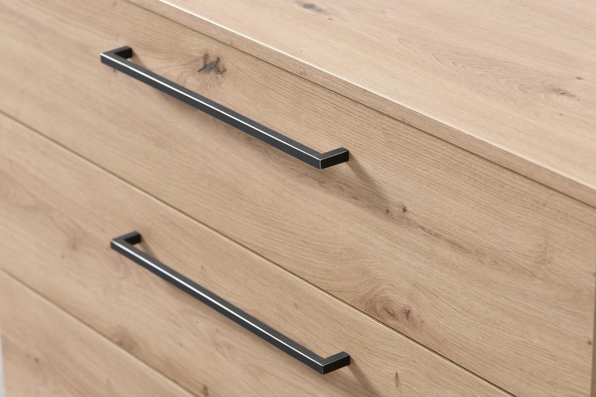 KOMÓD 91,5/92,5/42 cm  - tölgyfa, Basics, faalapú anyag/fém (91,5/92,5/42cm) - Xora