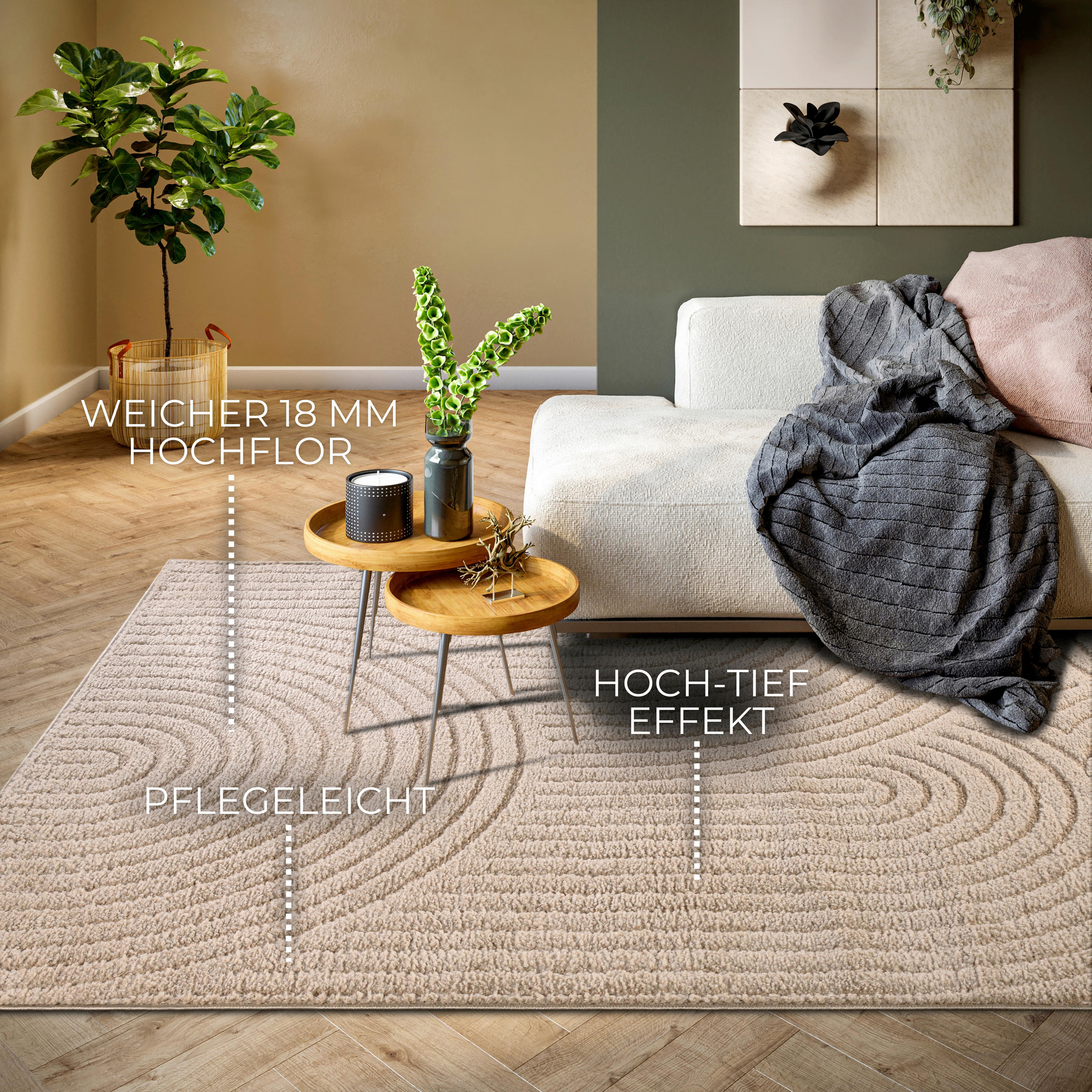 HOCHFLORTEPPICH 200/280 cm New York Taupe  - Taupe, Basics, Kunststoff/Textil (200/280cm) - Elle Decoration