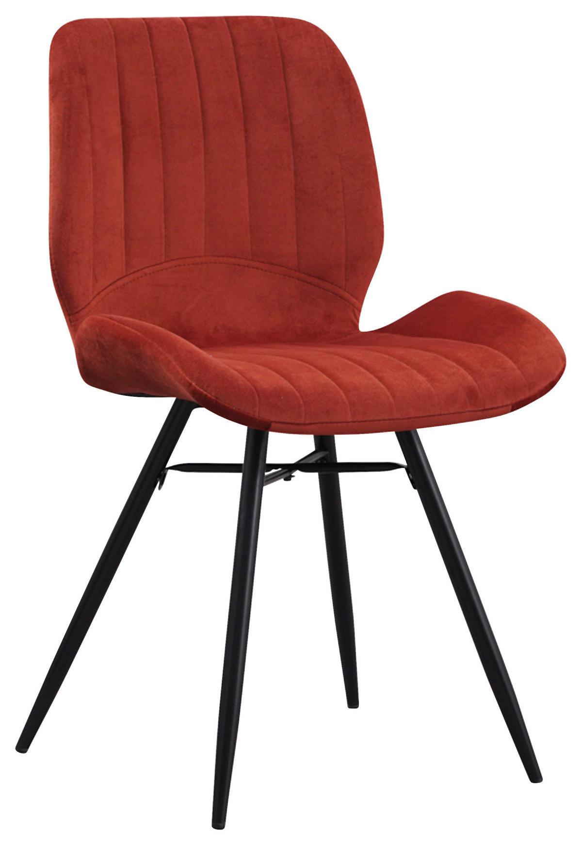 STUHL-SET 4 Stück  in Samt  - Rot/Schwarz, Design, Textil/Metall (47/82/55cm) - MID.YOU