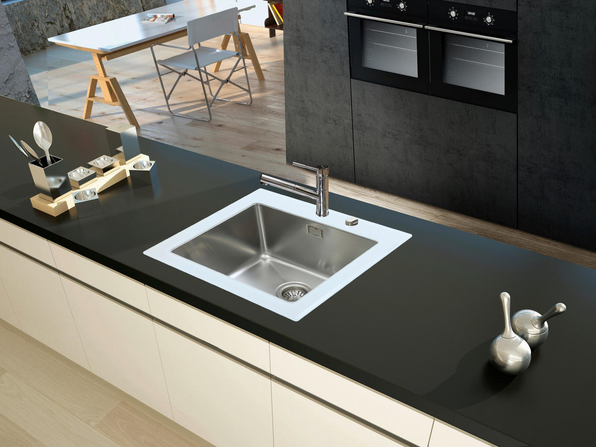 SPÜLE 1720NEWYORK55X53W  - Weiß, Trend, Glas/Metall (55/21/53cm) - Respekta