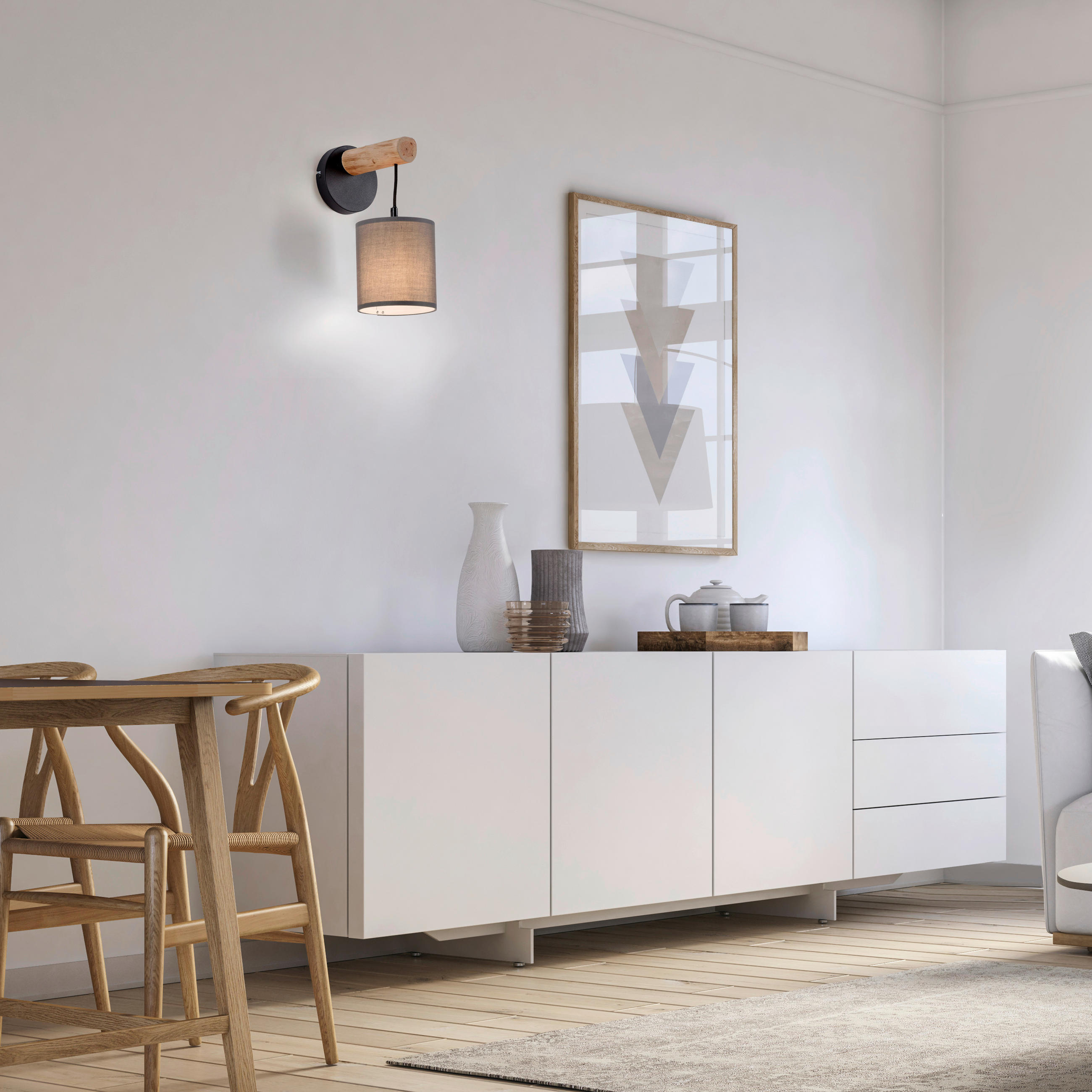 Thumbnail - Just Light Wandleuchte Tribu, Holz, Metall, Kunststoff, Eukalyptusholz, 13.5x29.5x21 cm, Lampen & Leuchten, Innenbeleuch...