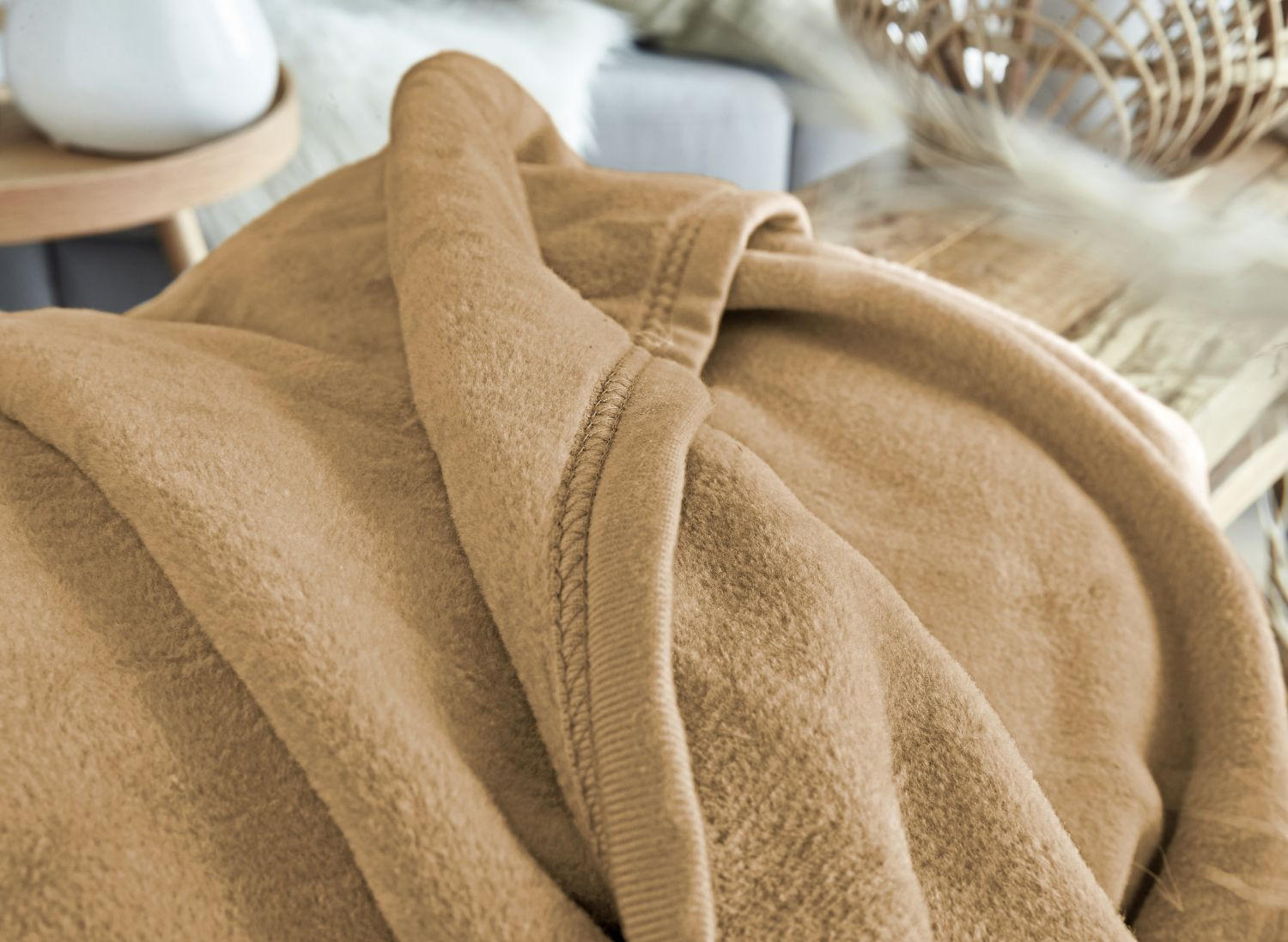 DECKE 150/200 cm  - Hellbraun, Basics, Textil (150/200cm) - Novel