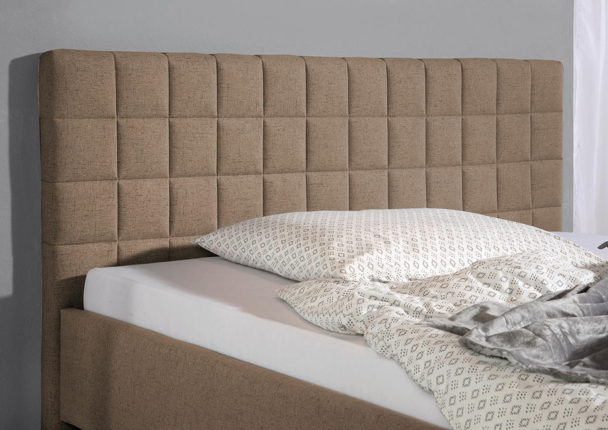 POLSTERBETT 100/200 cm,  in Hellbraun,  - Hellbraun/Alufarben, MODERN, Textil/Metall (100/200cm) - Livetastic