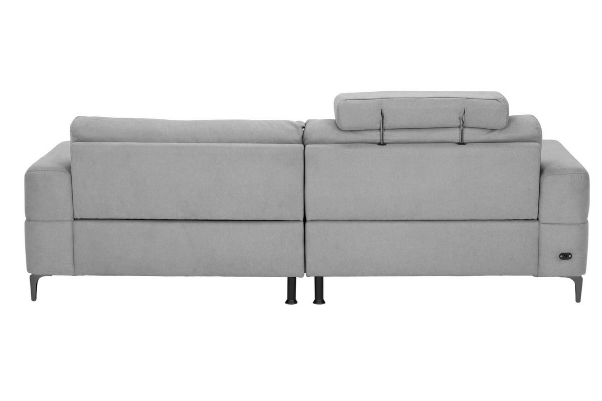 ECKSOFA Hellgrau Mikrofaser  - Silberfarben/Hellgrau, Design, Textil/Metall (242/161cm) - Livetastic