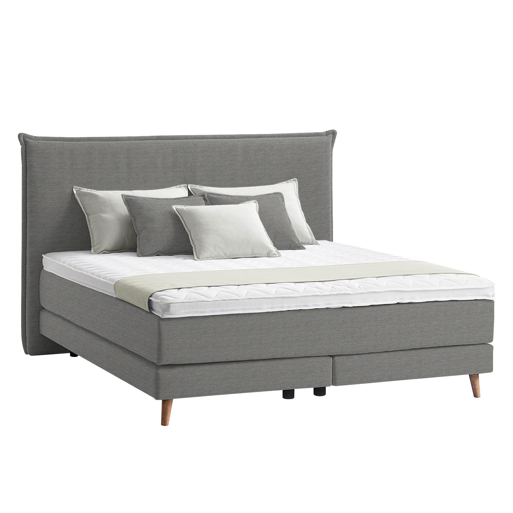 BOXSPRINGBETT 180/200 cm  in Graubraun  - Eichefarben/Graubraun, Design, Holzwerkstoff/Textil (180/200cm) - home24