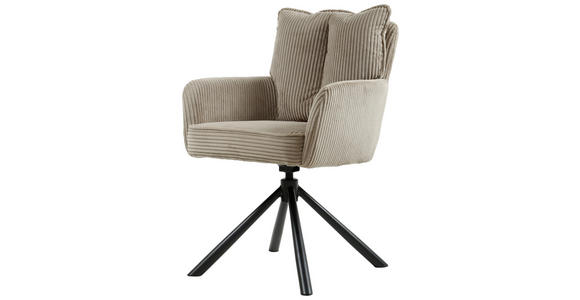 ARMLEHNSTUHL in Eisen Cord - Schwarz/Cappuccino, Design, Textil/Metall (61/90/67cm) - Carryhome