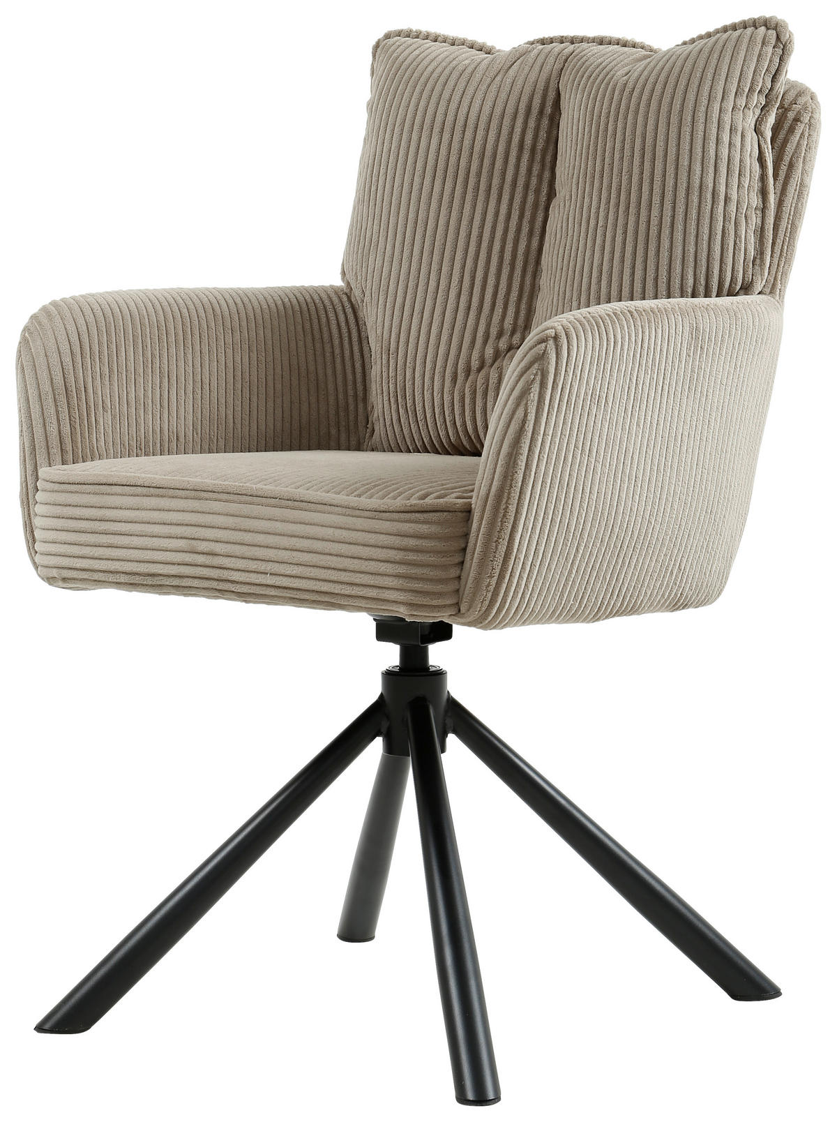 ARMLEHNSTUHL  in Eisen Cord  - Schwarz/Cappuccino, Design, Textil/Metall (61/90/67cm) - Carryhome
