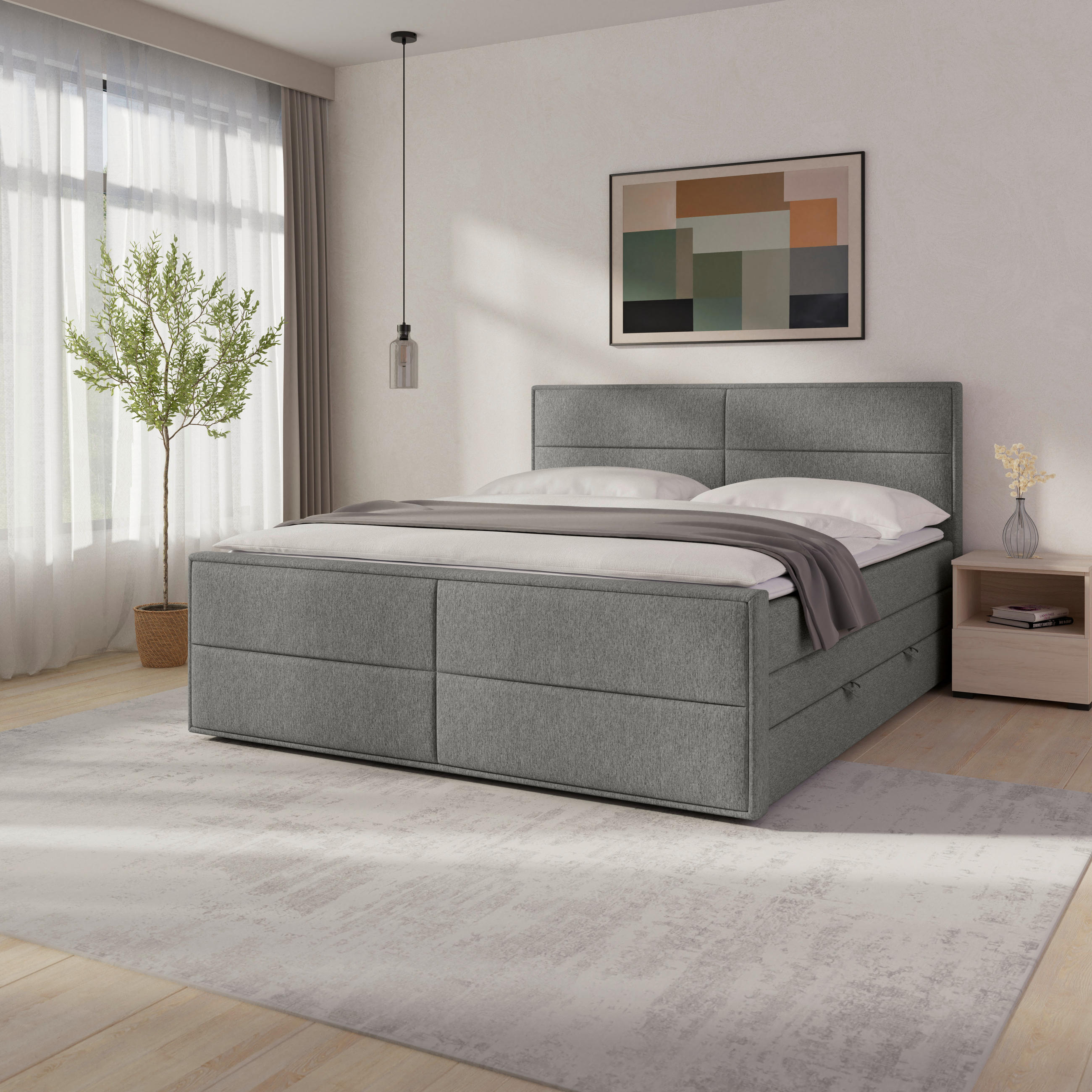 Livetastic Boxspringbett Silber 180x200 cm