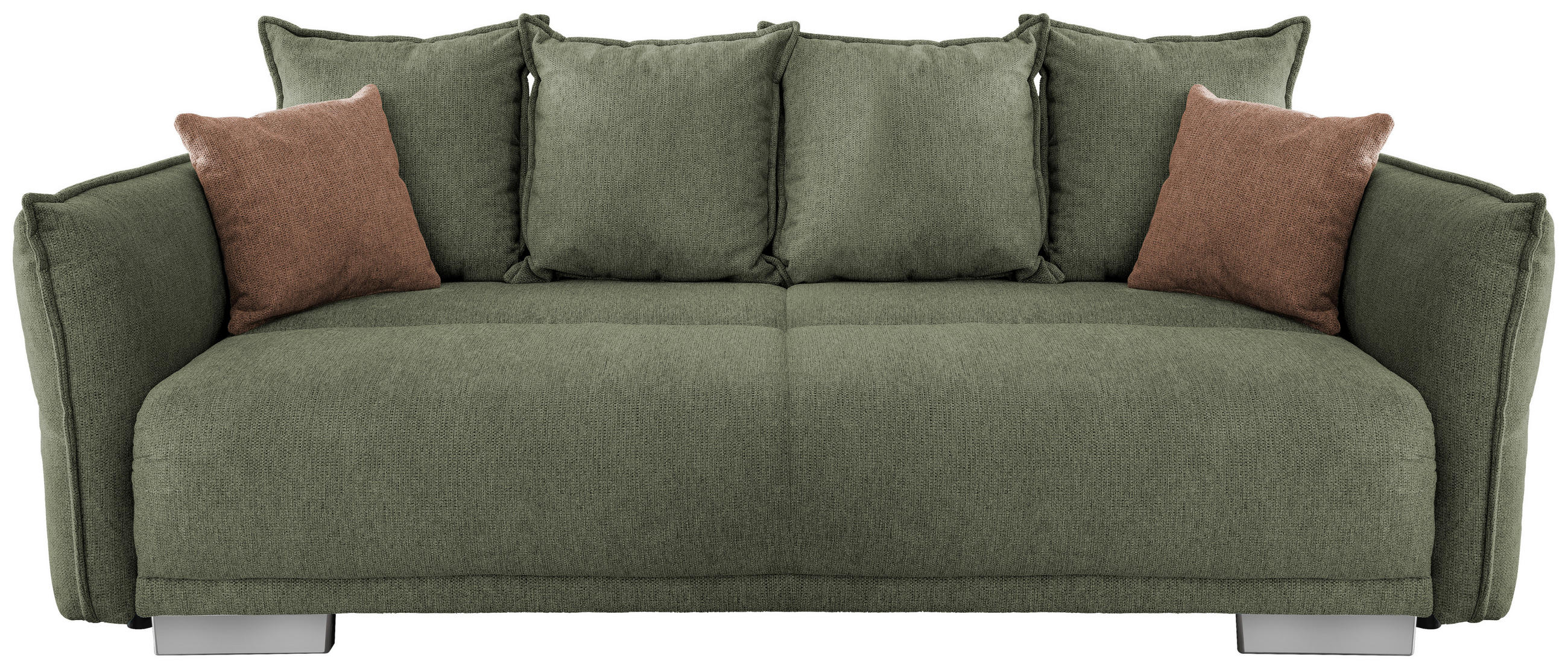 BIGSOFA in Chenille Dunkelgrün  - Chromfarben/Dunkelgrün, MODERN, Kunststoff/Textil (242/71/90/131cm) - Livetastic