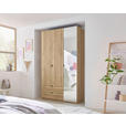 DREHTÜRENSCHRANK 135,4/225,5/57 cm 3-türig Eichefarben  - Eichefarben/Schwarz, MODERN, Glas/Holzwerkstoff (135,4/225,5/57cm) - Xora