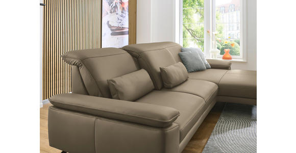 ECKSOFA in Echtleder Hellbraun  - Hellbraun/Schwarz, Design, Leder/Metall (332/193cm) - Dieter Knoll