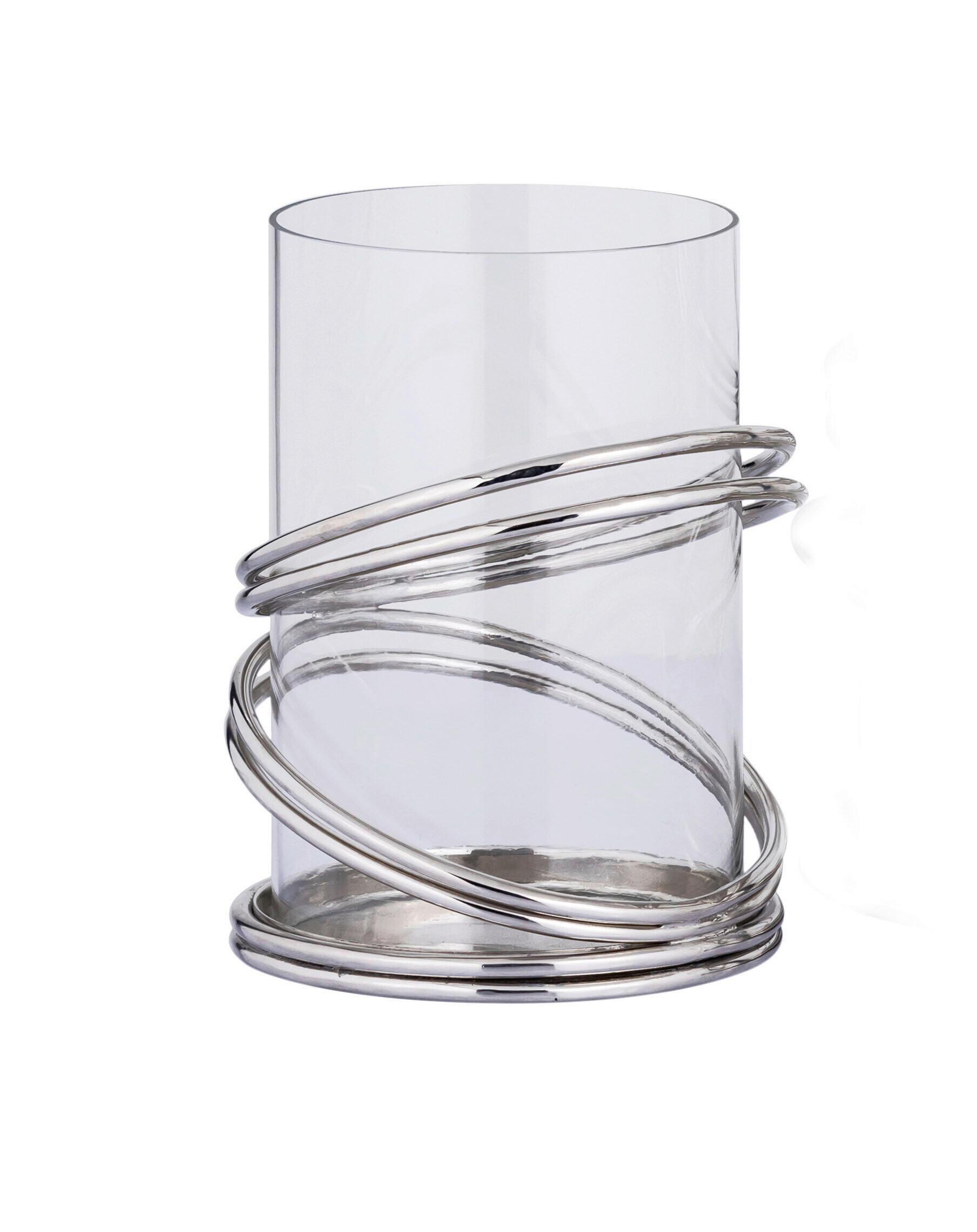 WINDLICHT Chromfarben, Nickelfarben 15/21 cm  - Chromfarben/Nickelfarben, LIFESTYLE, Glas/Metall (15/21cm) - Ambia Home