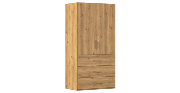 DREHTÜRENSCHRANK 101/197/60 cm,  in Eichefarben, 2-türig  - Eichefarben/Silberfarben, Design, Holzwerkstoff/Kunststoff (101/197/60cm) - Novel