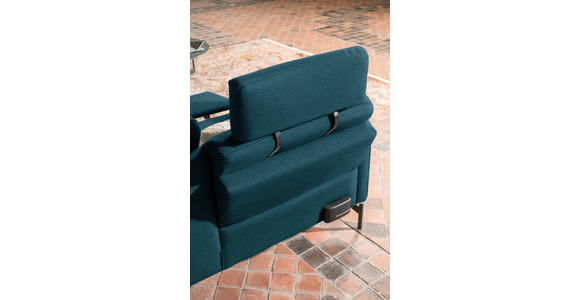 ECKSOFA in Flachgewebe, Struktur Petrol  - Anthrazit/Petrol, Design, Textil/Metall (254/230cm) - Ambiente