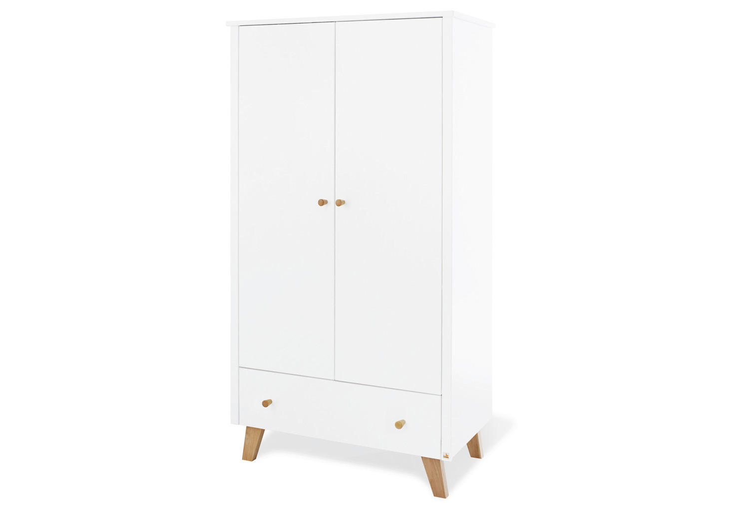 BABYKLEIDERSCHRANK PINOLINO PAN Weiß, Eichefarben  - Eichefarben/Weiß, Design, Holz/Holzwerkstoff (100/185/56cm) - Pinolino