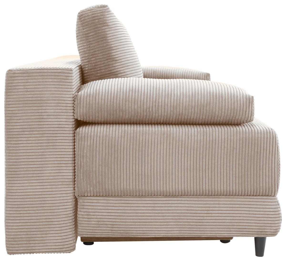 SCHLAFSOFA  mit Liegefunktion, Schlafen auf Sitzhöhe, Rücken echt Cord Taupe  - Taupe/Schwarz, KONVENTIONELL, Holz/Textil (196/96/103cm) - Carryhome