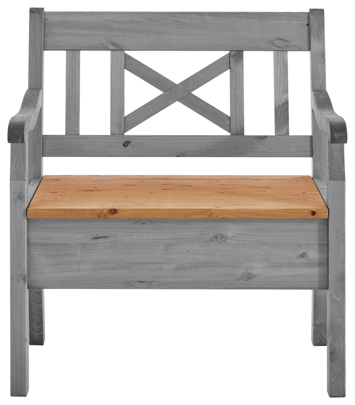 SITZBANK 84/93/58 cm Grau, Laugenfarbig Kiefer massiv  - Laugenfarbig/Grau, ROMANTIK / LANDHAUS, Holz (84/93/58cm) - Boxxx