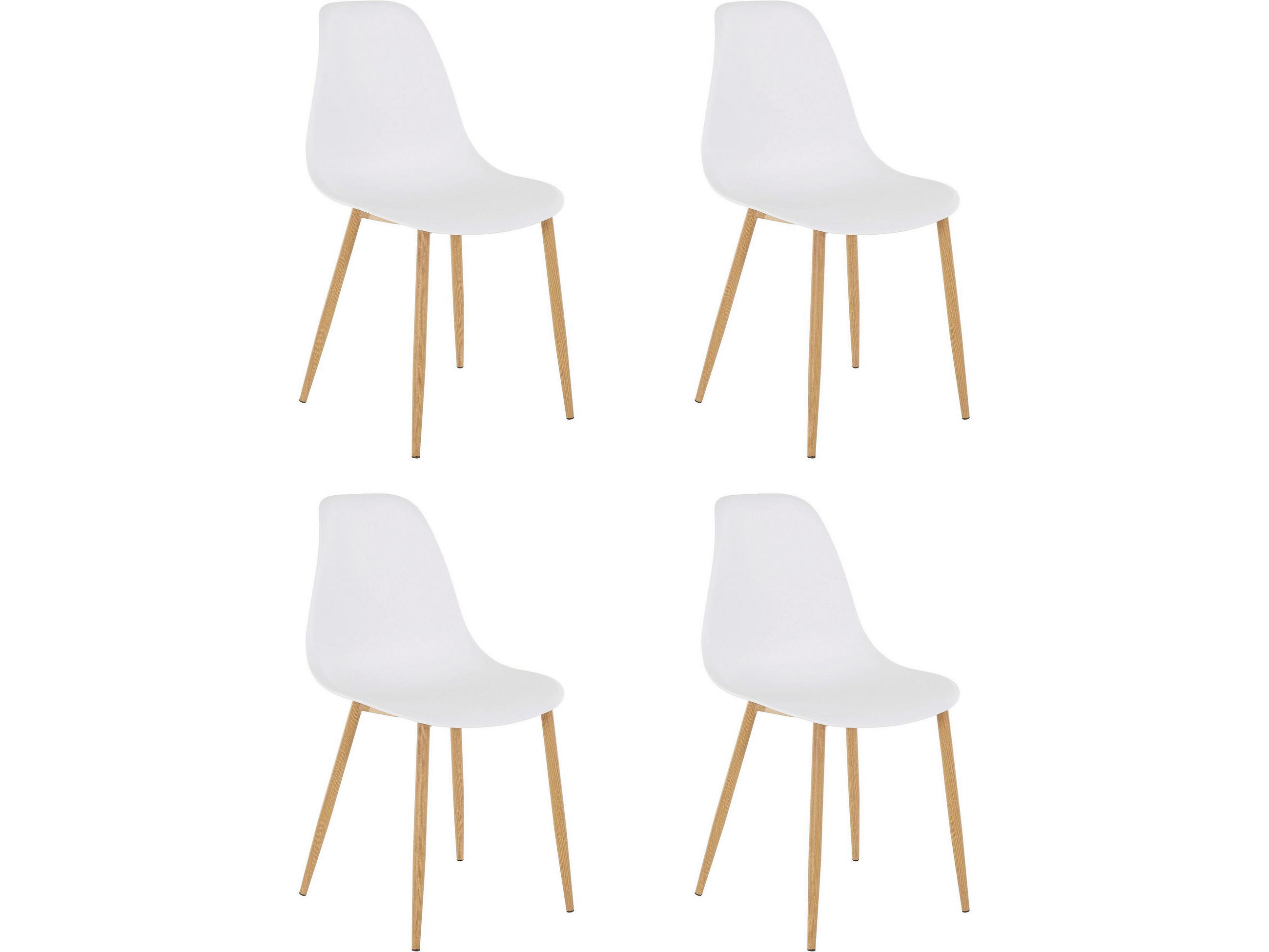 STUHL-SET Weiß  - Eichefarben/Weiß, Design, Kunststoff/Metall (44/87/52cm) - MID.YOU