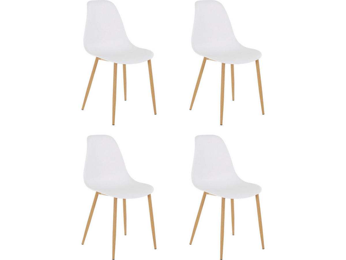 STUHL-SET Weiß  - Eichefarben/Weiß, Design, Kunststoff/Metall (44/87/52cm) - MID.YOU