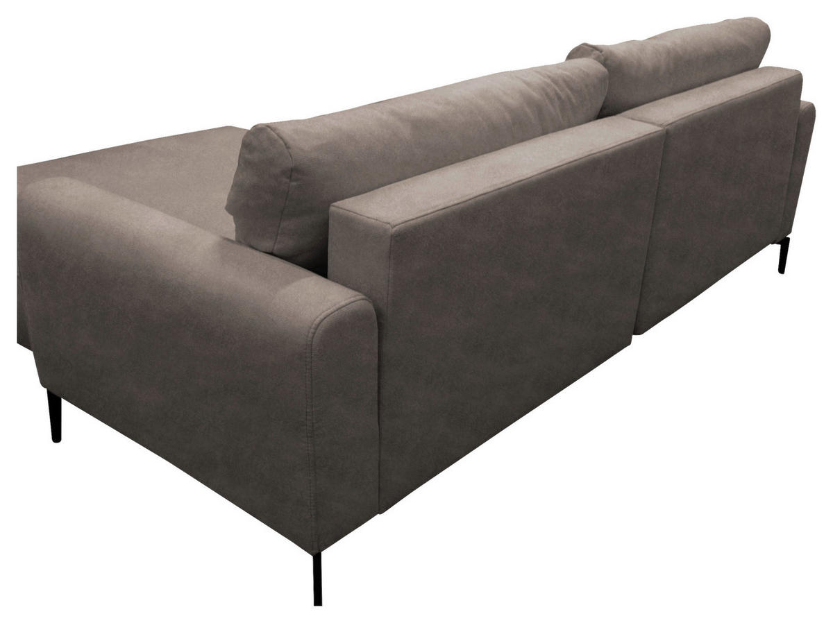 ECKSOFA Hellbraun Flachgewebe  - Hellbraun/Schwarz, Design, Textil/Metall (240/163cm) - MID.YOU