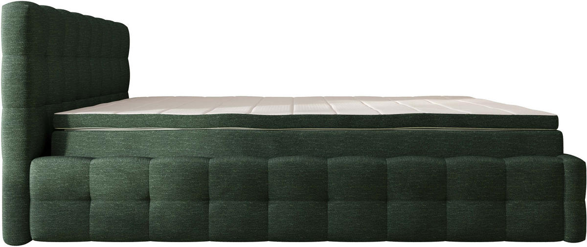 POLSTERBETT 160/200 cm,  in Waldgrün, Matratze, gepolstertes Kopfteil, Lattenrost, Bettkasten, Topper, H3 + H3 = fest  - Waldgrün/Schwarz, MODERN, Holz/Kunststoff (160/200cm) - Chameo