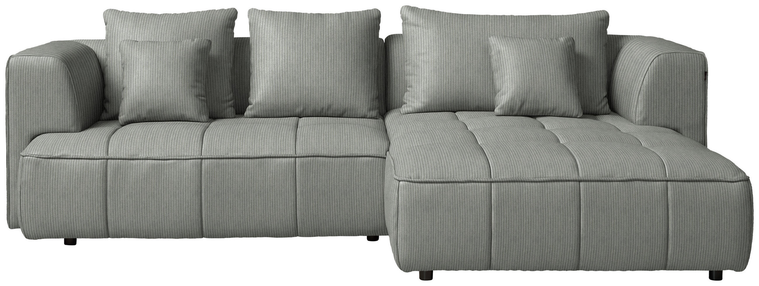 ECKSOFA Feincord Grau  - Schwarz/Grau, Design, Kunststoff/Textil (288/188cm) - Welnova