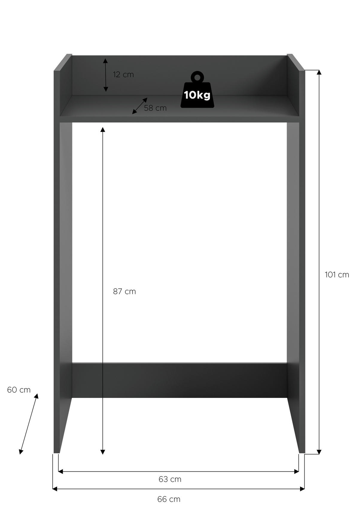 WASCHMASCHINENSCHRANK 66/101/60 cm Anthrazit  - Weiss/Anthrazit, Basics, Holzwerkstoff/Kunststoff (66/101/60cm) - MID.YOU