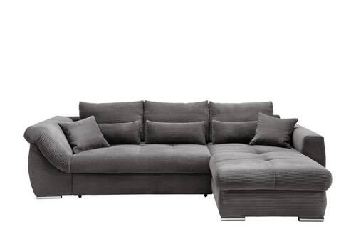 ECKSOFA in Cord Grau  - Chromfarben/Grau, Modern, Holz/Textil (302/188cm) - MID.YOU