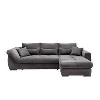 ECKSOFA Grau Cord  - Chromfarben/Grau, MODERN, Holz/Textil (302/188cm) - MID.YOU