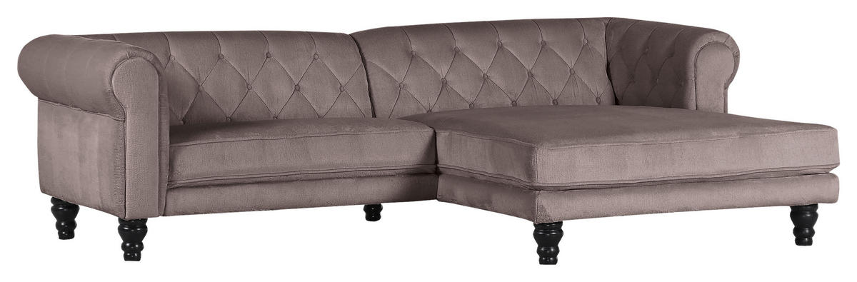 ECKSOFA in Plüsch Schlammfarben  260/160 cm  - Schlammfarben/Dunkelbraun, Design, Holz/Textil (260/160cm) - MID.YOU