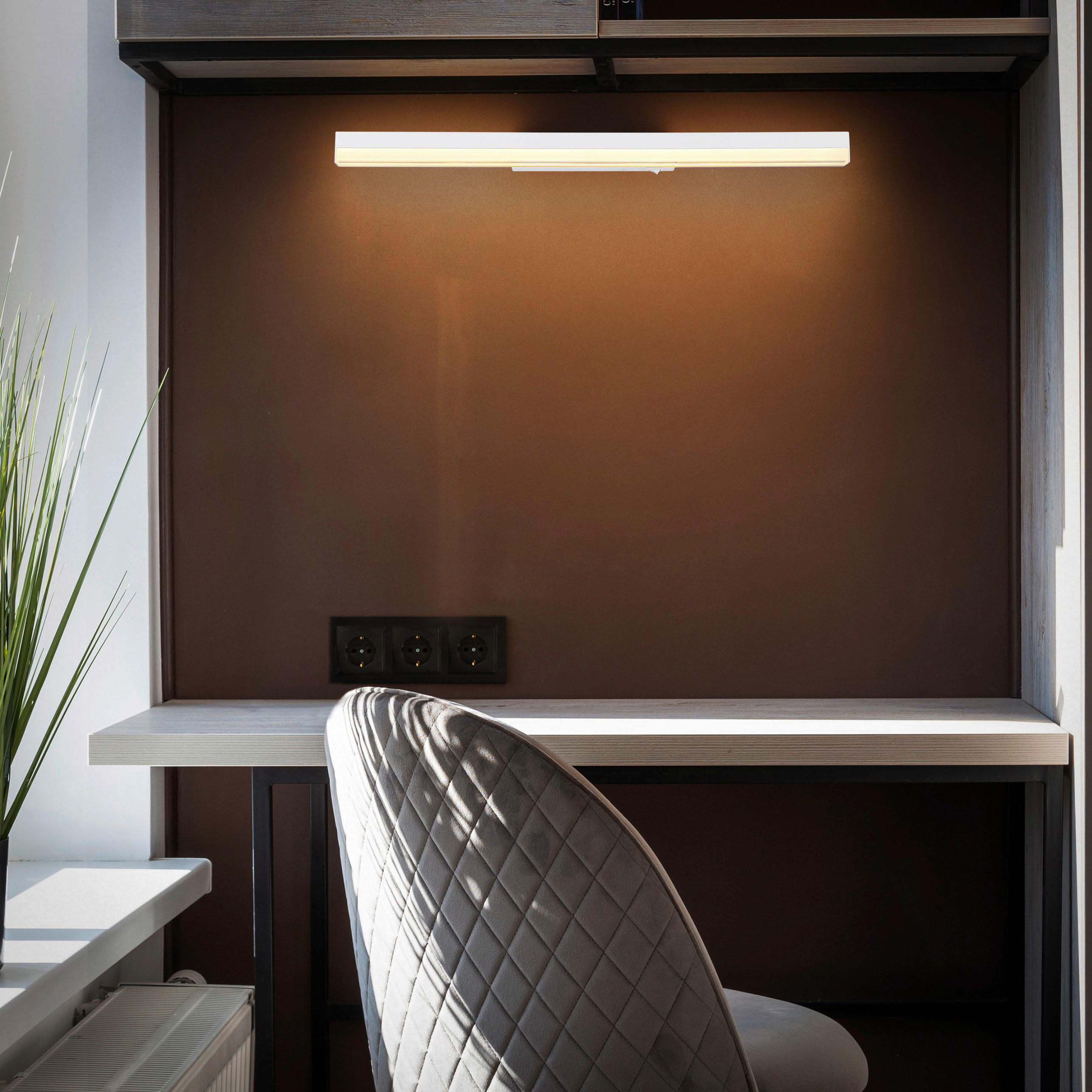 LED FALILÁMPA - opál/fehér, Basics, műanyag/fém (60/6/4cm) - Globo