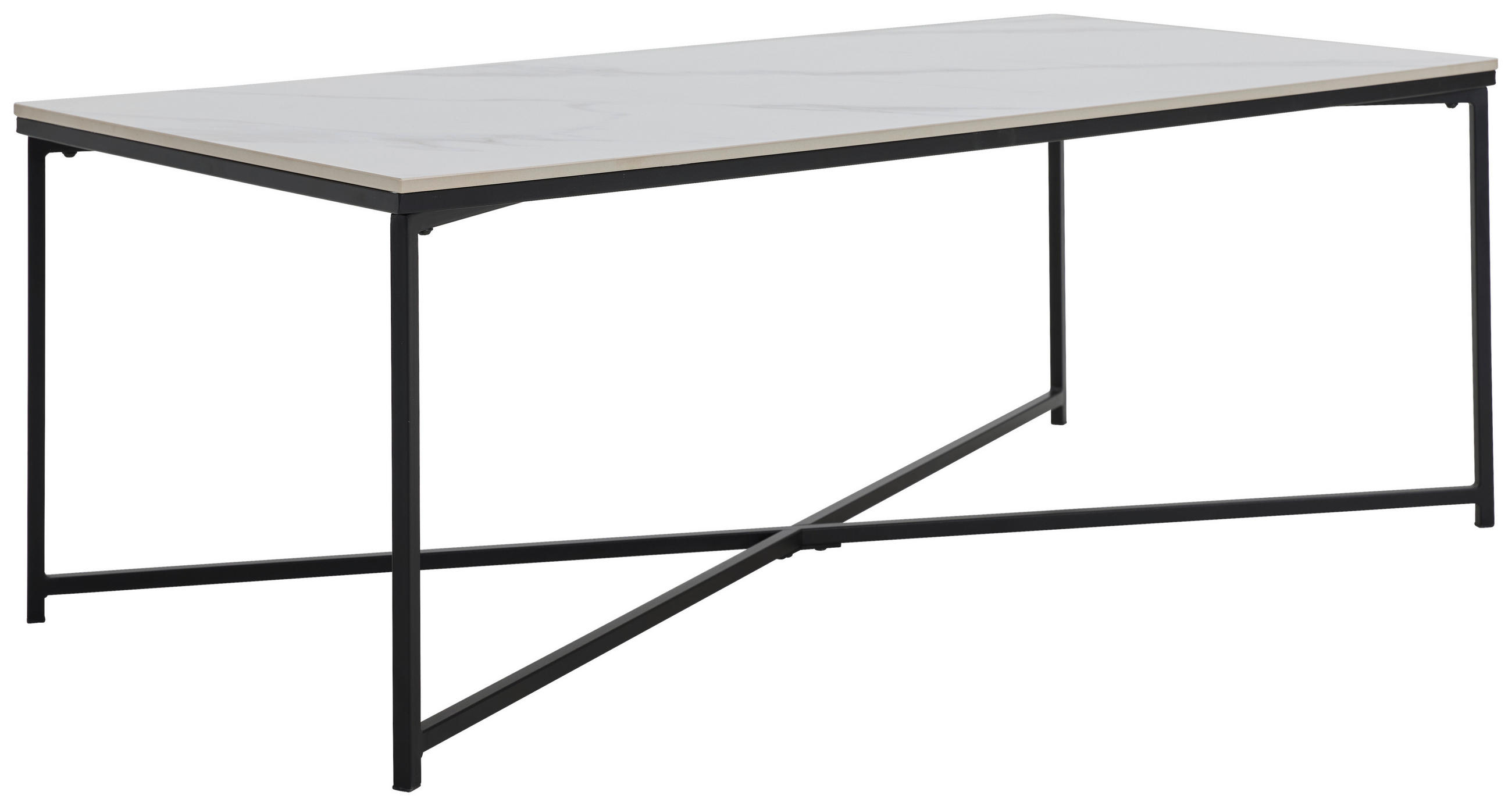 COUCHTISCH 120/43/60 cm rechteckig Schwarz, Weiß  - Schwarz/Weiß, Design, Keramik/Metall (120/43/60cm) - Livetastic