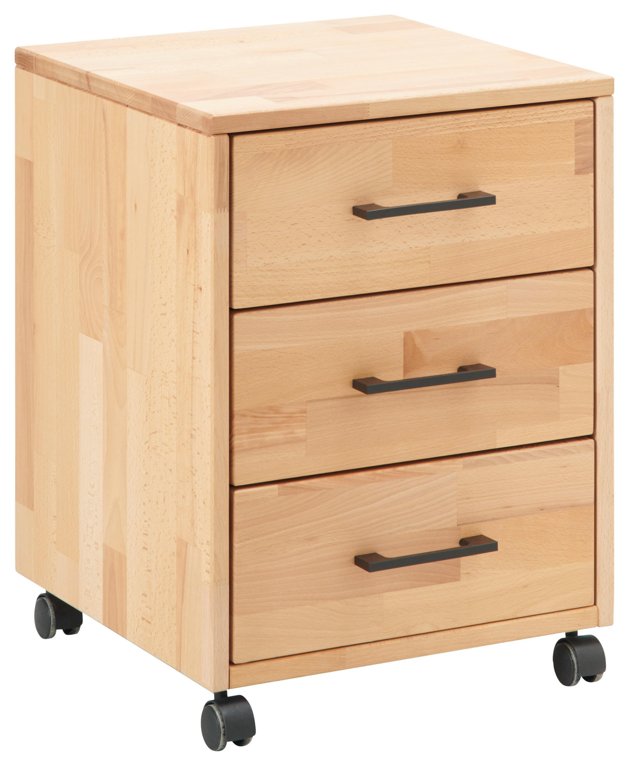 ROLLCONTAINER Kernbuche massiv Kernbuche  - Schwarz/Kernbuche, Basics, Holz/Kunststoff (40/56,7/42cm) - Livetastic
