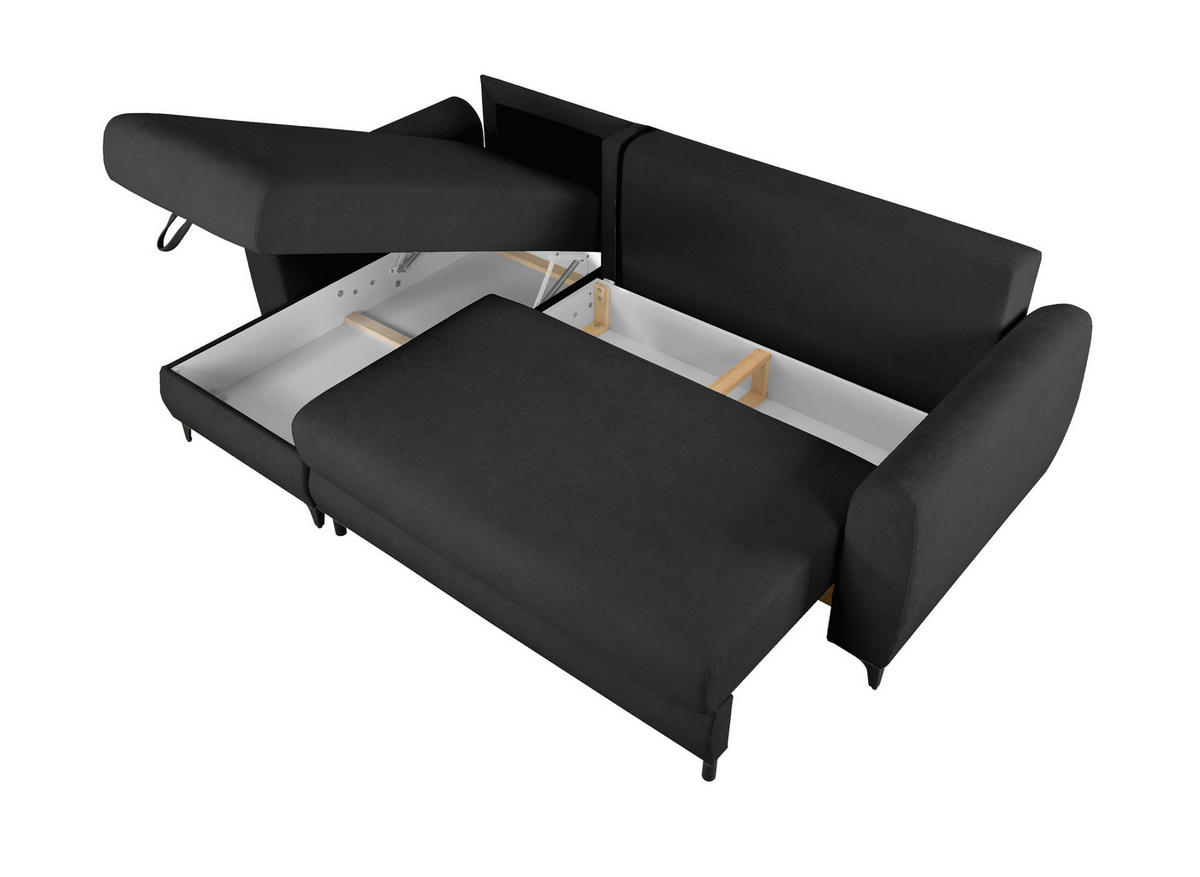 ECKSOFA Moli Anthrazit Bouclé  - Anthrazit/Schwarz, Design, Textil/Metall (236/148cm) - MID.YOU