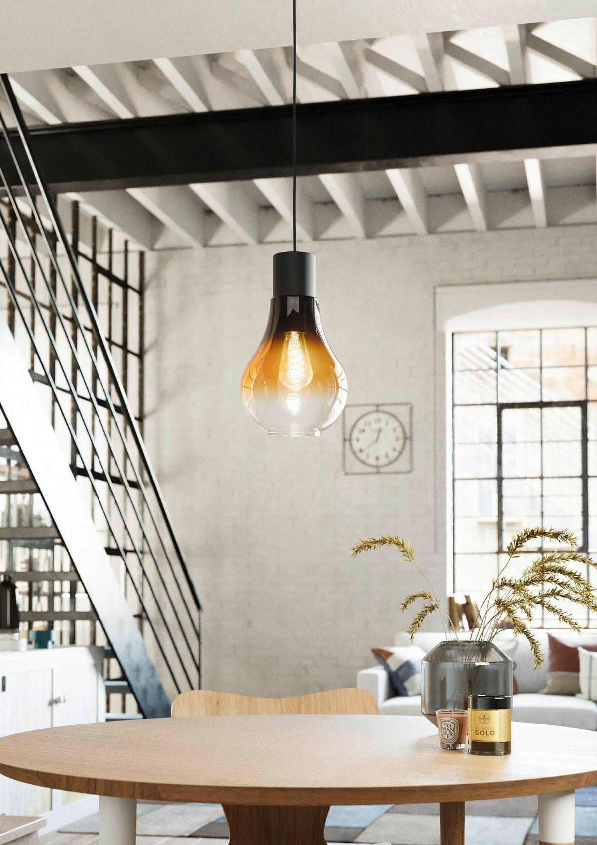 HÄNGELEUCHTE 20/110 cm  - Schwarz/Braun, KONVENTIONELL, Glas/Metall (20/110cm) - Eglo