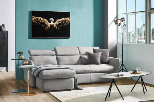 ECKSOFA in Mikrofaser Grau, Silberfarben  172/240 cm  - Silberfarben/Schwarz, Design, Kunststoff/Textil (172/240cm) - Stylife