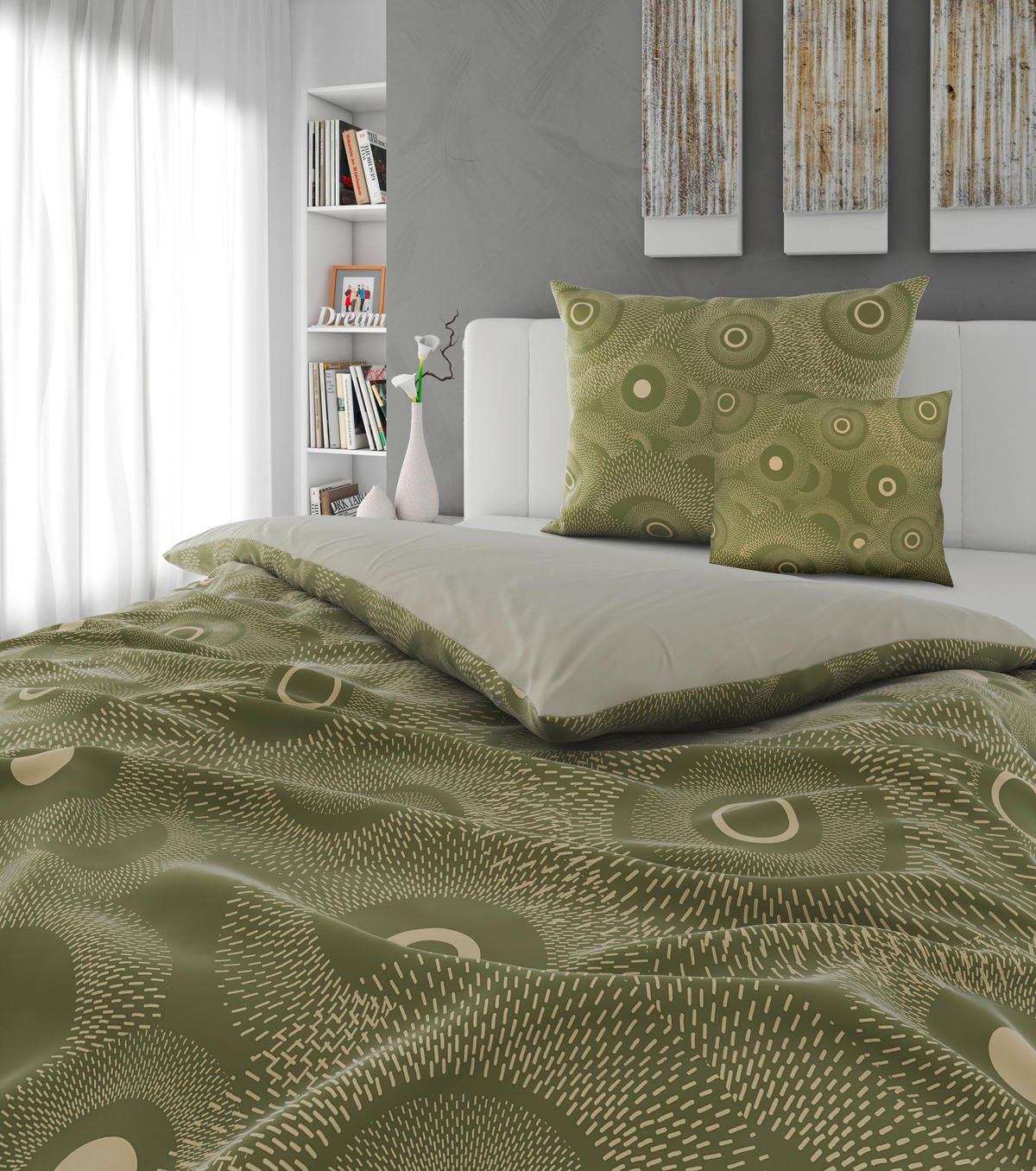 POSTELJINA SA DVA LICA 140/200 cm saten maslinasto zelena  - maslinasto zelena, tekstil (140/200cm) - Esposa
