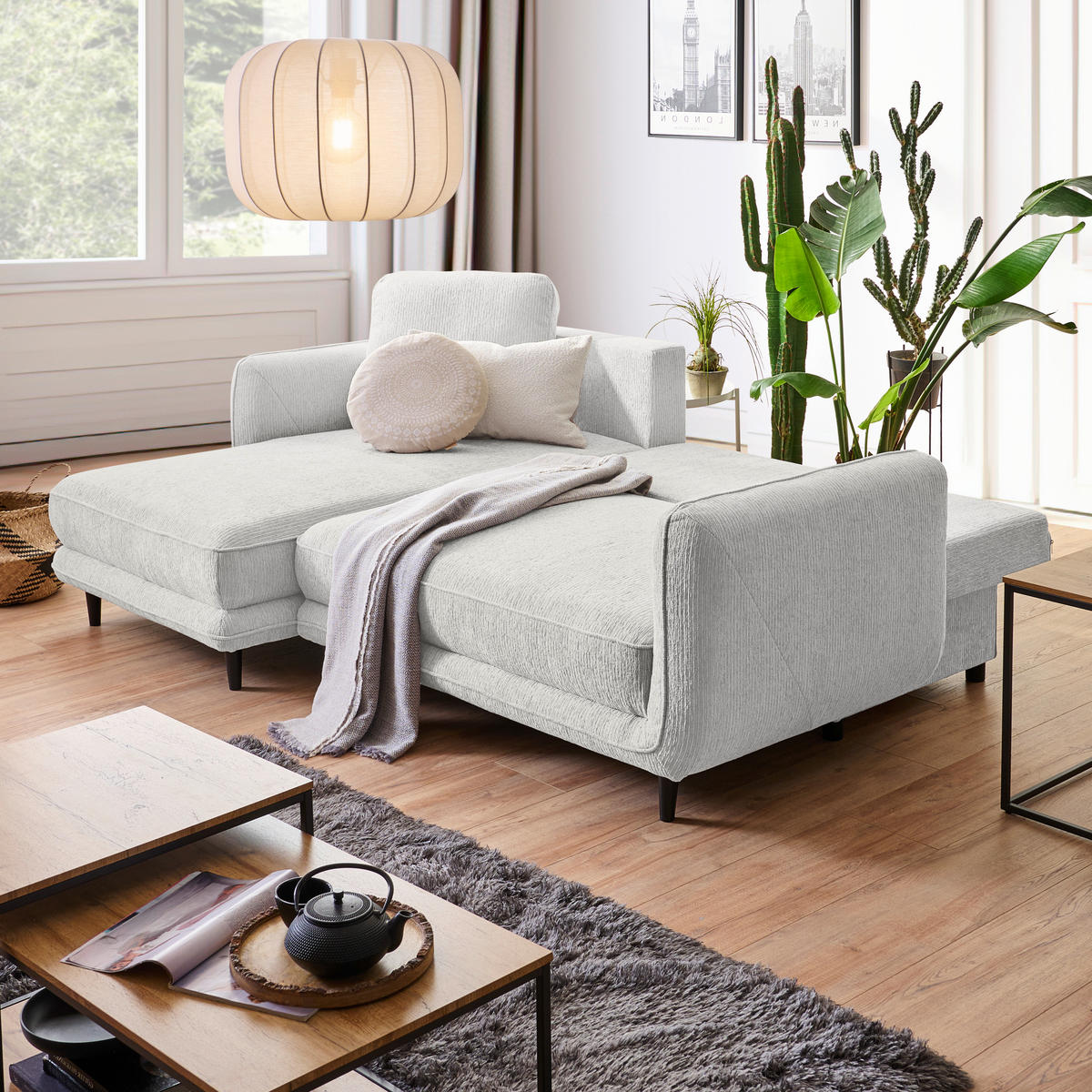 ECKSOFA in Struktur Naturfarben  - Schwarz/Naturfarben, Konventionell, Holz/Textil (170/247cm) - Carryhome