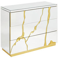 KOMÓD 100/80/40 cm  - aranyszínű/ezüstszínű, Trend, faalapú anyag/Üveg (100/80/40cm) - Xora