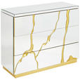 KOMMODE , 100/80/40 cm, 3 Schublade(n)  - Silberfarben/Goldfarben, Trend, Glas/Holzwerkstoff (100/80/40cm) - Xora