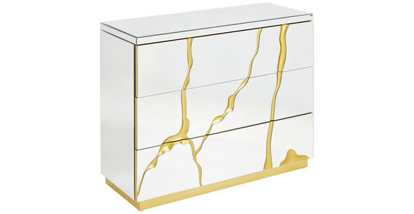 KOMMODE , 100/80/40 cm, 3 Schublade(n)  - Silberfarben/Goldfarben, Trend, Glas/Holzwerkstoff (100/80/40cm) - Xora