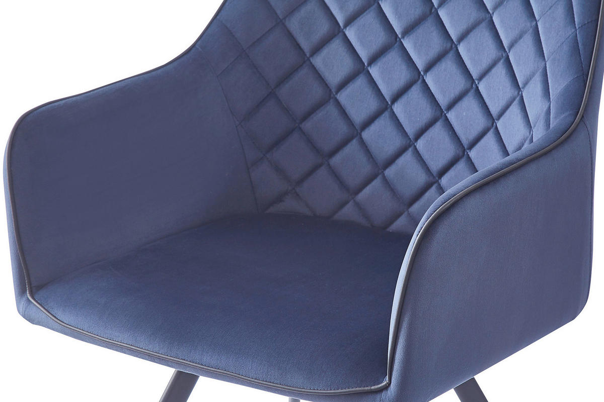 ARMLEHNSTUHL  in Samt  - Dunkelblau/Grau, MODERN, Textil/Metall (58/85/64,5cm) - Kayoom