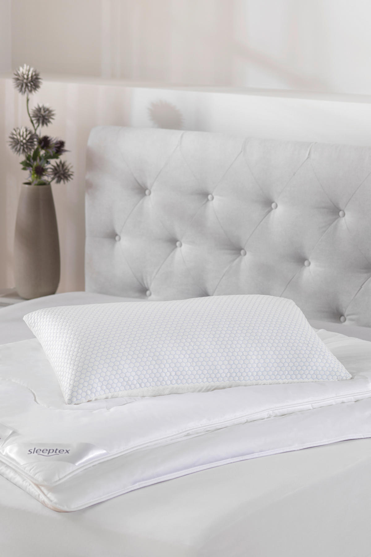 NACKENSTÜTZKISSEN  40/80 cm  - Weiß/Hellblau, KONVENTIONELL, Textil (40/80cm) - Sleeptex